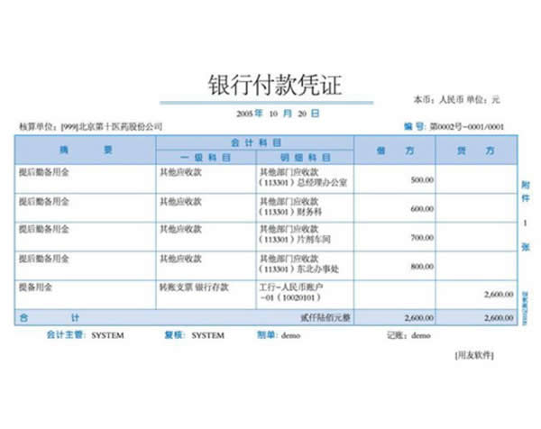 銀行付款憑證印刷
